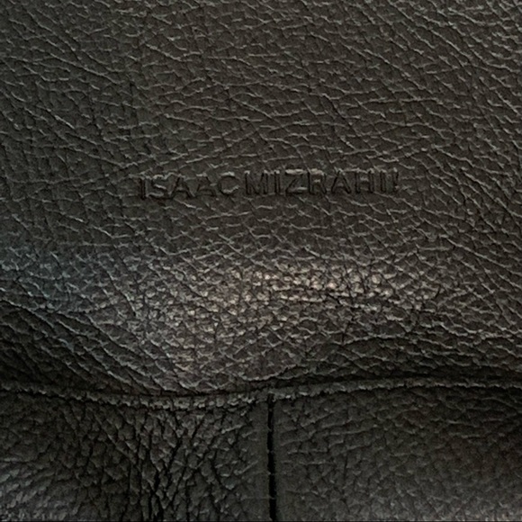 Isaac Mizrahi Black Pebble Genuine Leather Satchel Handbag Purse - Picture 9 of 10
